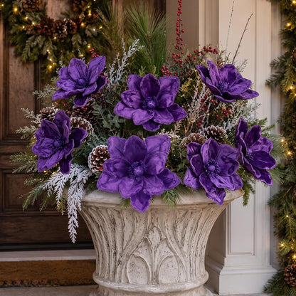 Thiccywoov 8 piezas de flores grandes de Navidad de magnolia, decor...