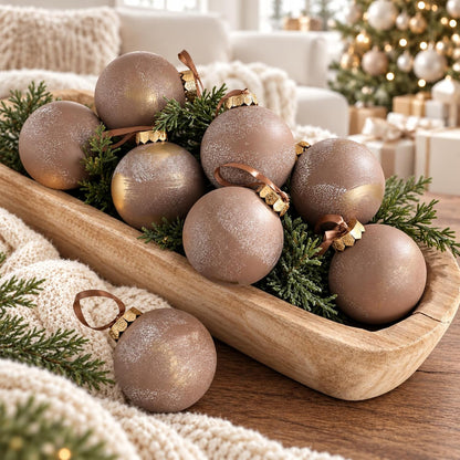 Yunlly - 12 adornos de Navidad neutros 2026, marrón topo y dorado |...