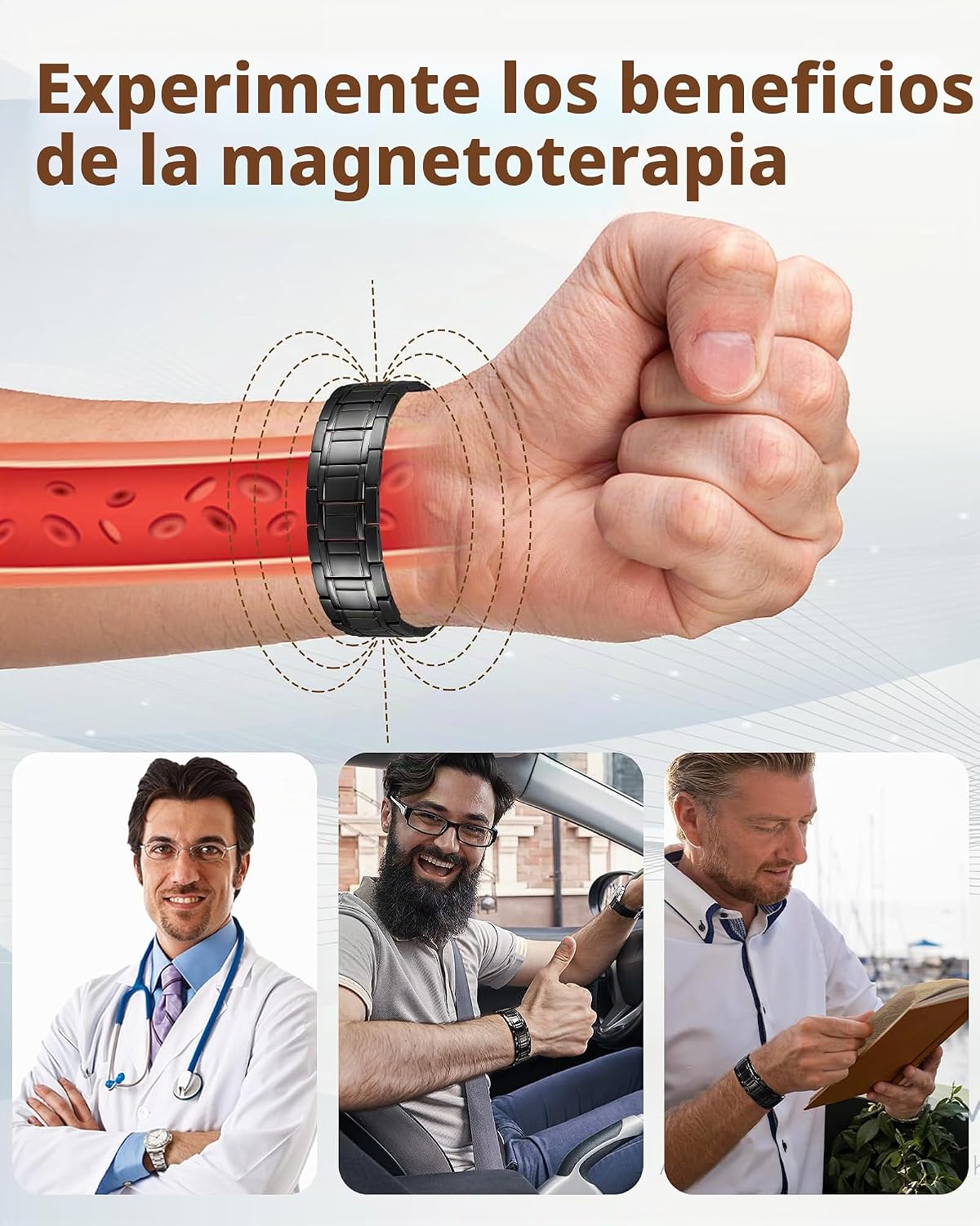Pulsera de cobre para hombre Feraco, 3 veces más fuerte, pulseras m...