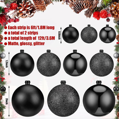 Yuxung 2 guirnaldas de adorno de bola de Navidad de 6 pies, color n...