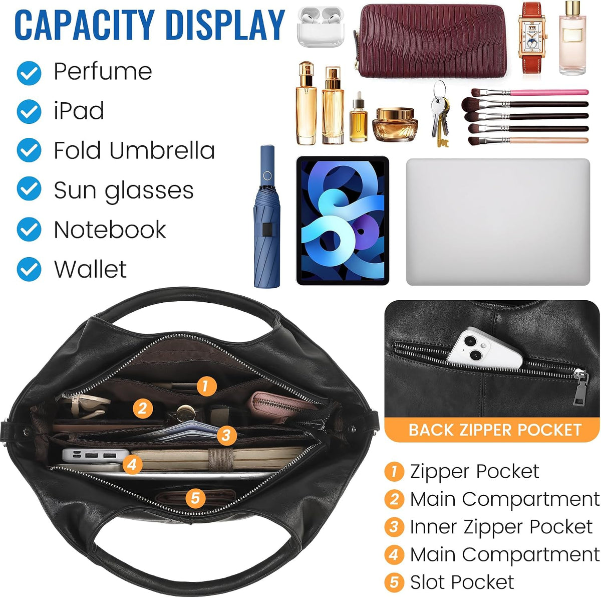 KOGTLA Bolsos de cuero vegano para mujer con correa de bandolera de...