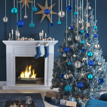 Relaxgiant - 36 bolas de Navidad para techo, mezcla azul | Tamaños...