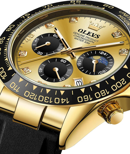 OLEVS Relojes de pulsera analógicos de cuarzo para hombre, cronógra...