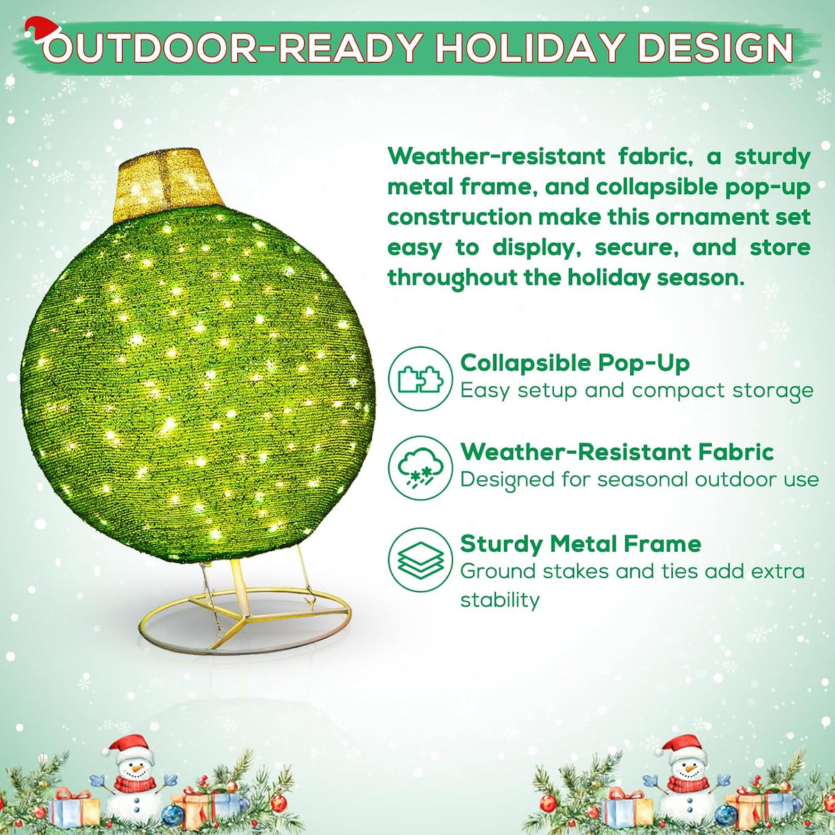 Arborvigro Paquete de 2 adornos de Navidad plegables de 30 y 24 pul...