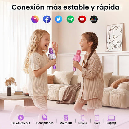BONAOK - Micrófono inalámbrico Bluetooth de karaoke, 3 en 1; máquin...