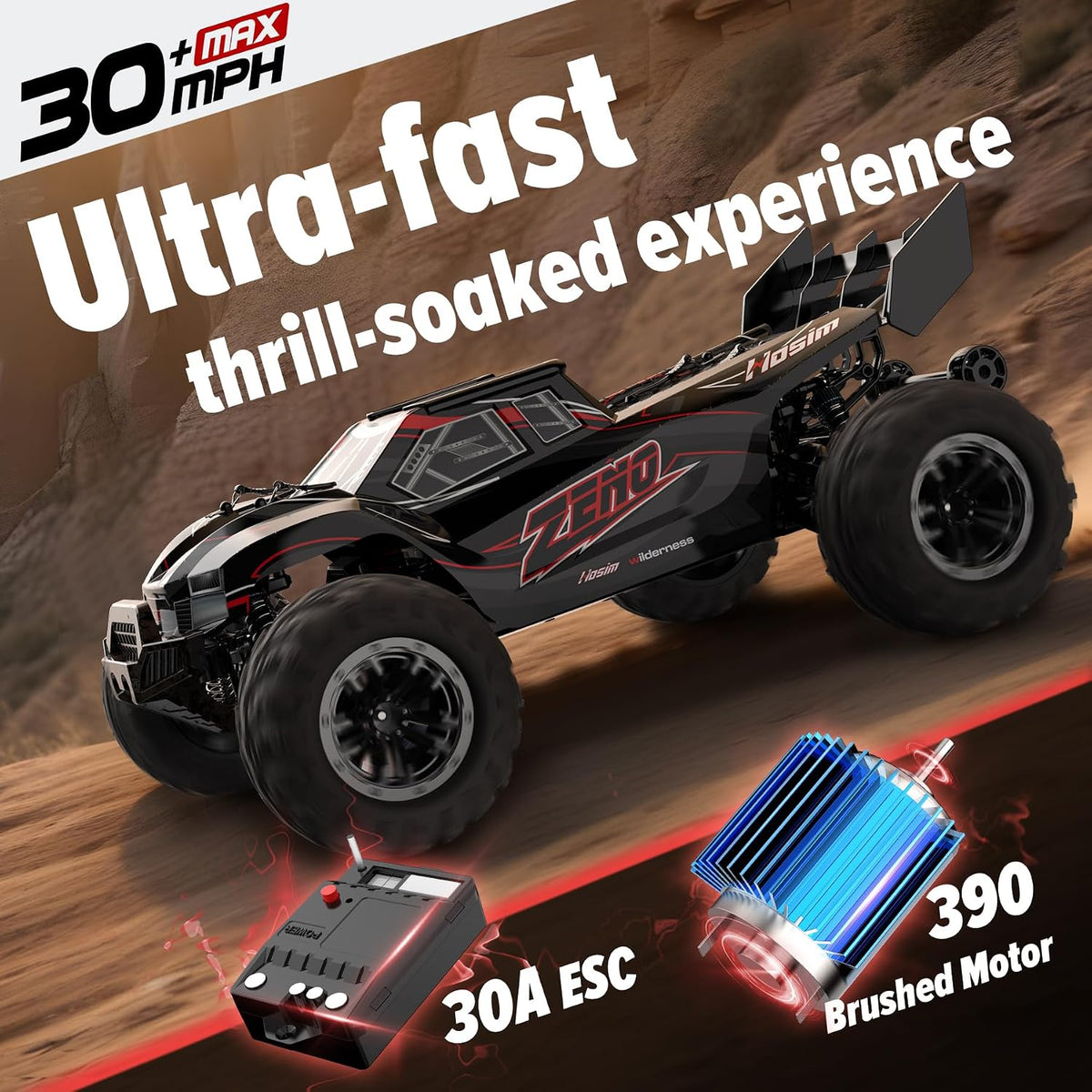 Hosim Coche RC 1\/10 para adultos y niños de 48+KMH, auto eléctrico...