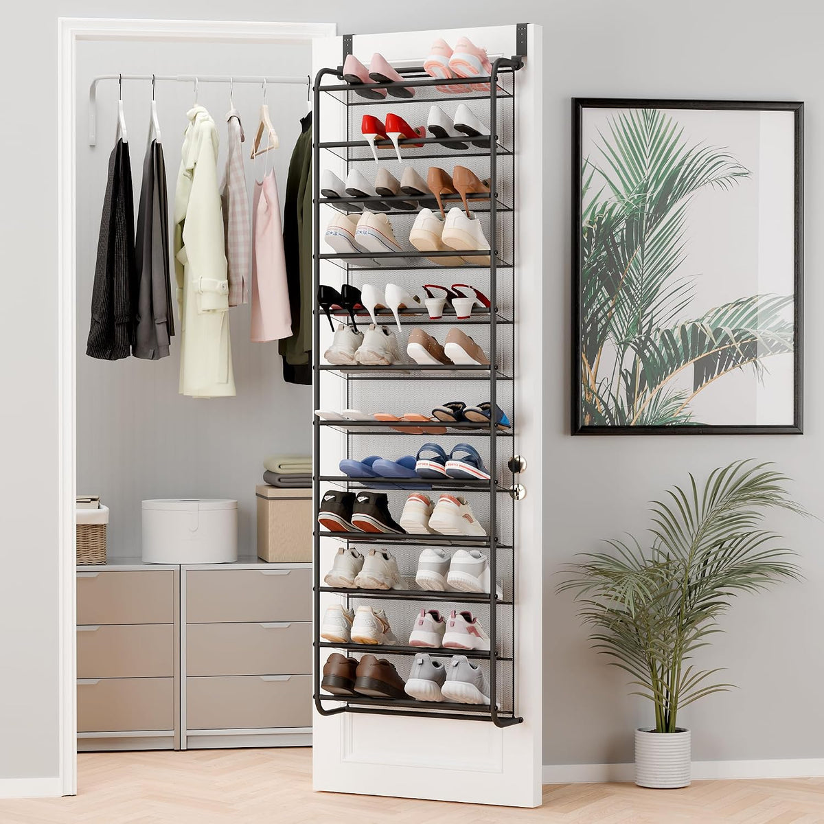 Whitmor 36 pares de organizadores de zapatos para colgar sobre la p...