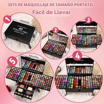 CHARMCODE Kit de maquillaje cosmético de 190 colores, combinación d...
