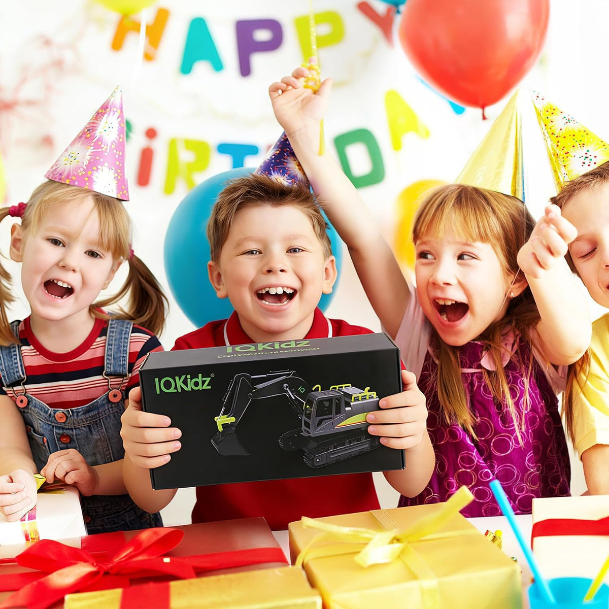 IQKidz Excavadora de juguete a control remoto para niños de 4 a 7 a...