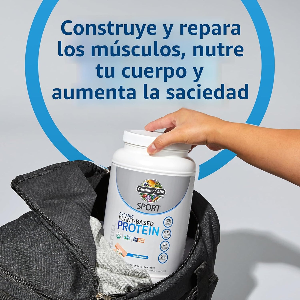 Garden of Life Polvo de proteína vegana orgánica deportiva, vainill...