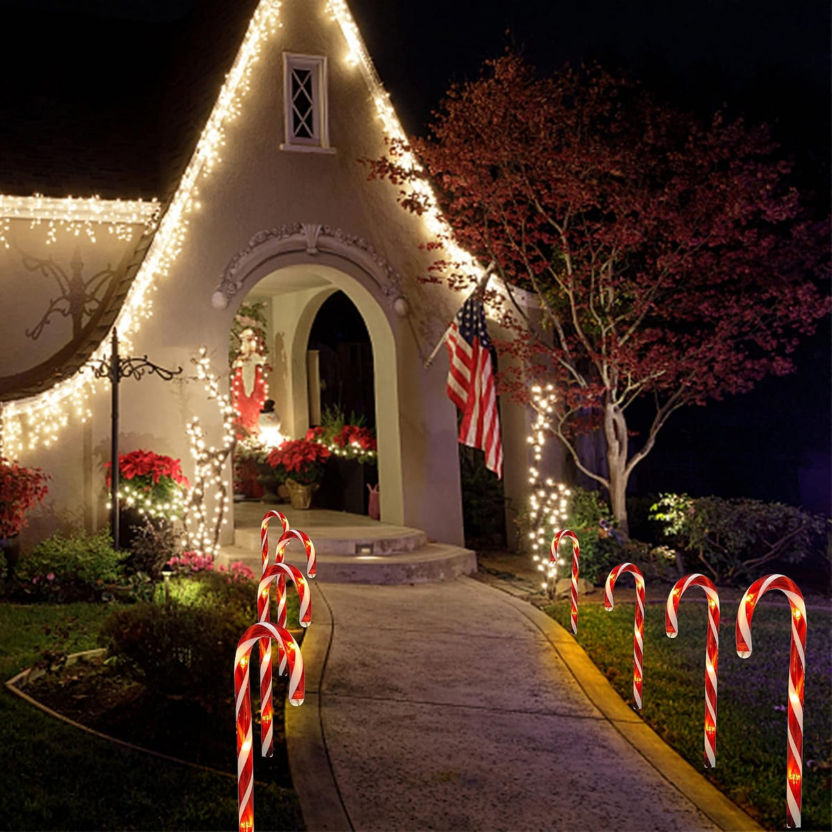 Biswing Luces de bastón de caramelo de Navidad para exteriores, 12...