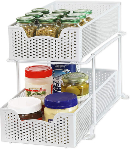 Simple Houseware Cajón organizador de cesta deslizante de 2 niveles...