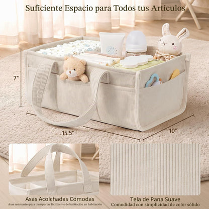 Organizador de pañales para bebé con asas, cesta de almacenamiento...