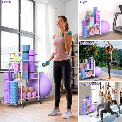 Estante de almacenamiento para gimnasio en casa, organizador de alm...