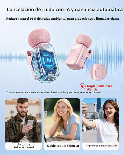 Blinfada Mini 2 micrófonos inalámbricos Lavalier para iPhone 16\/17...