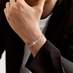 M MOOHAM Pulsera de cruz chapada en oro\/plata de 14 quilates para...