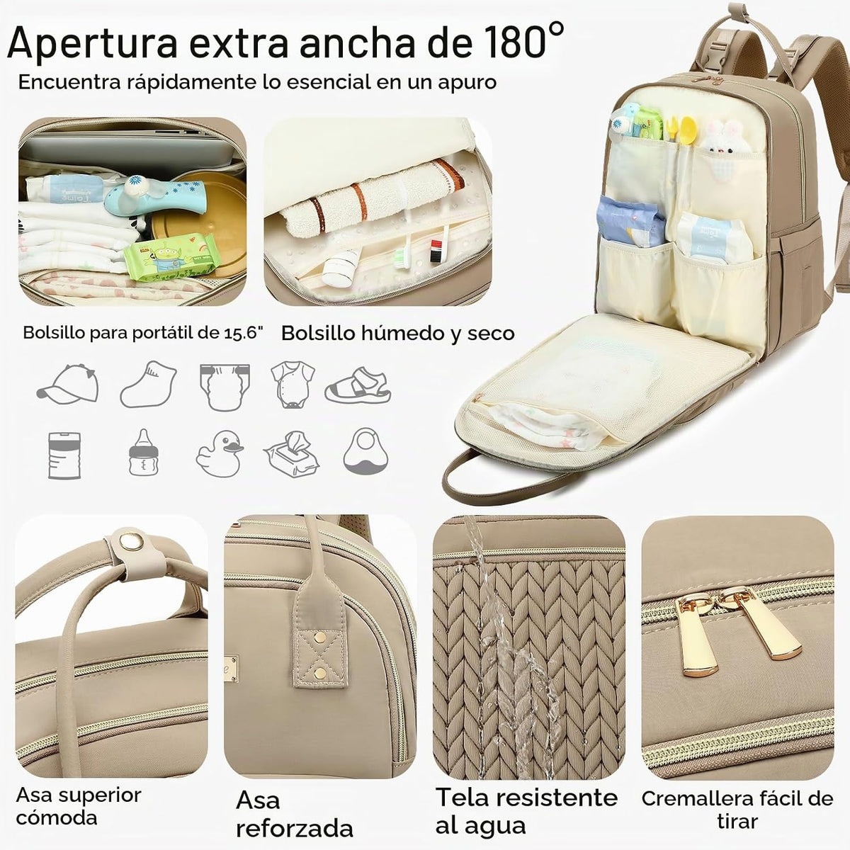 AIJIEKE Mochila para pañales, Mochila para pañales multifuncional g...