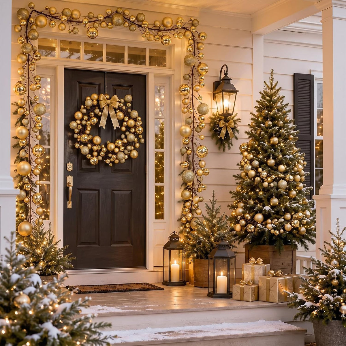 Yuxung 2 guirnaldas de adornos de bolas de Navidad de 6 pies, oro m...