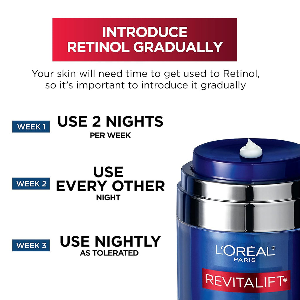 L'Oreal Paris Revitalift Crema de noche prensada, retinol + nia...
