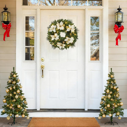 Garvee Corona de Navidad de 24 pulgadas con Flores, Hojas de Ciprés...