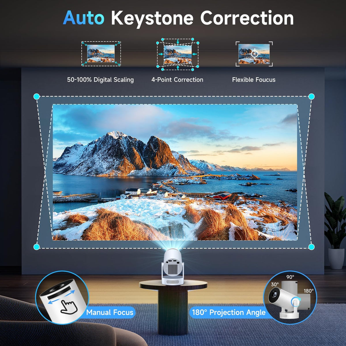 Philoent Mini proyector con WiFi 6 y BT 5.4, aplicaciones integrada...