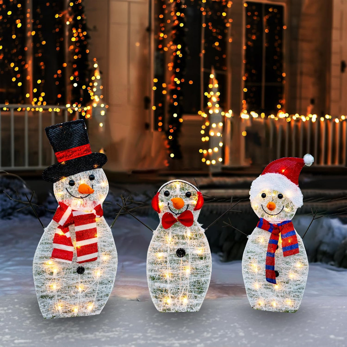 Decoración de muñeco de nieve iluminado brillante para exteriores |...