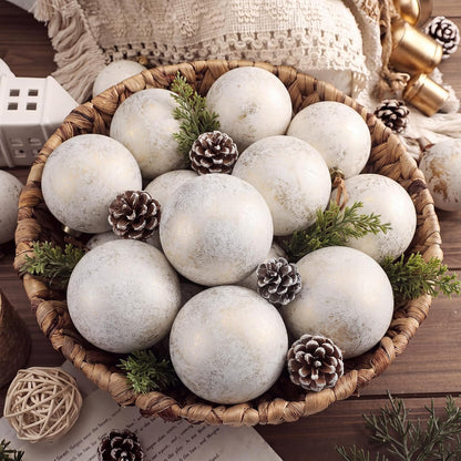 Yunlly 12 adornos de Navidad neutros, blanco marfil, 4 pulgadas | B...