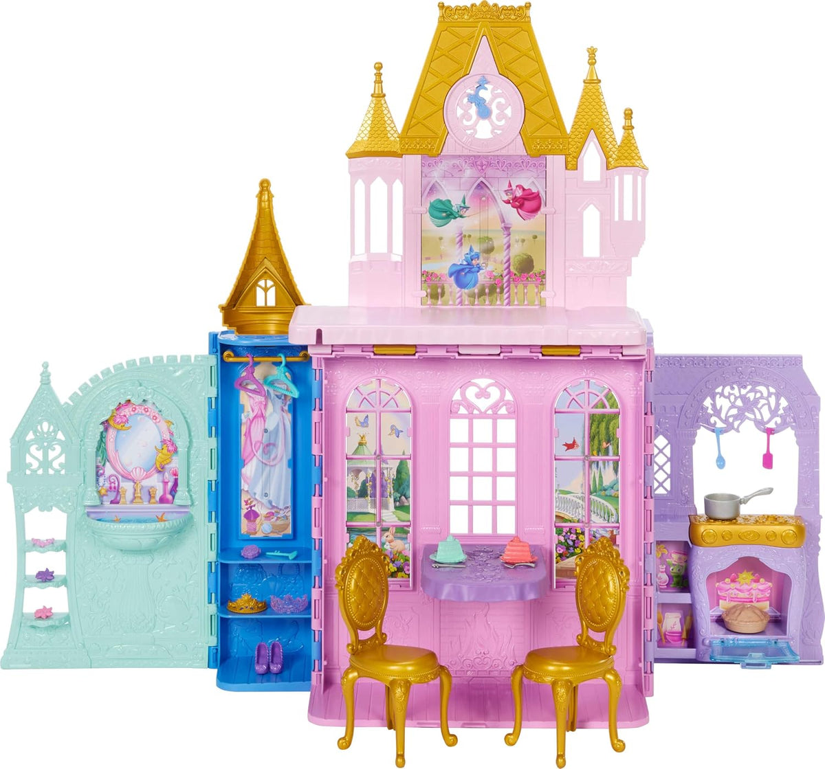 Juego portátil de castillo de princesa Disney de Mattel para cerrar...