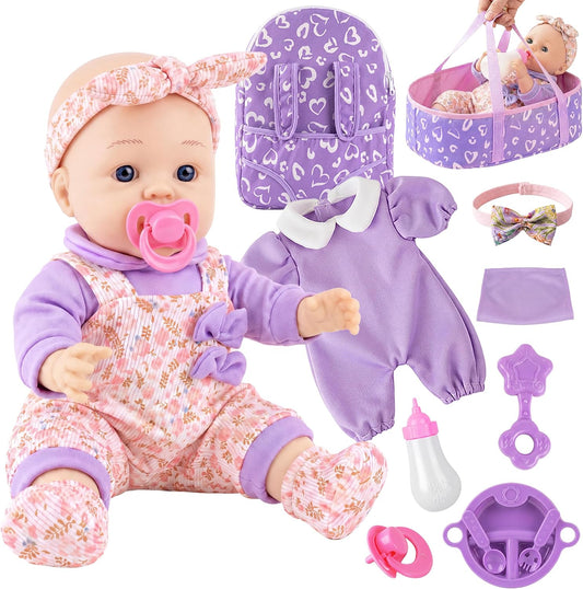 SMILESSKIDDO Muñeca de bebé con moisés, mochila y accesorios Juguet...