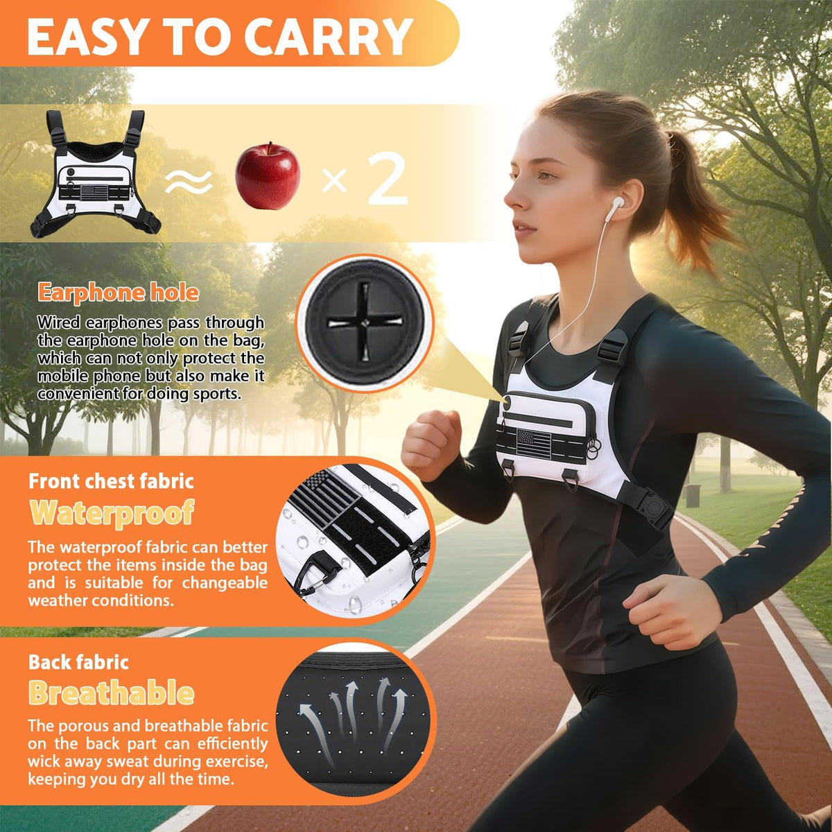 Muserise Bolsa de pecho deportiva para hombres y mujeres, resistent...