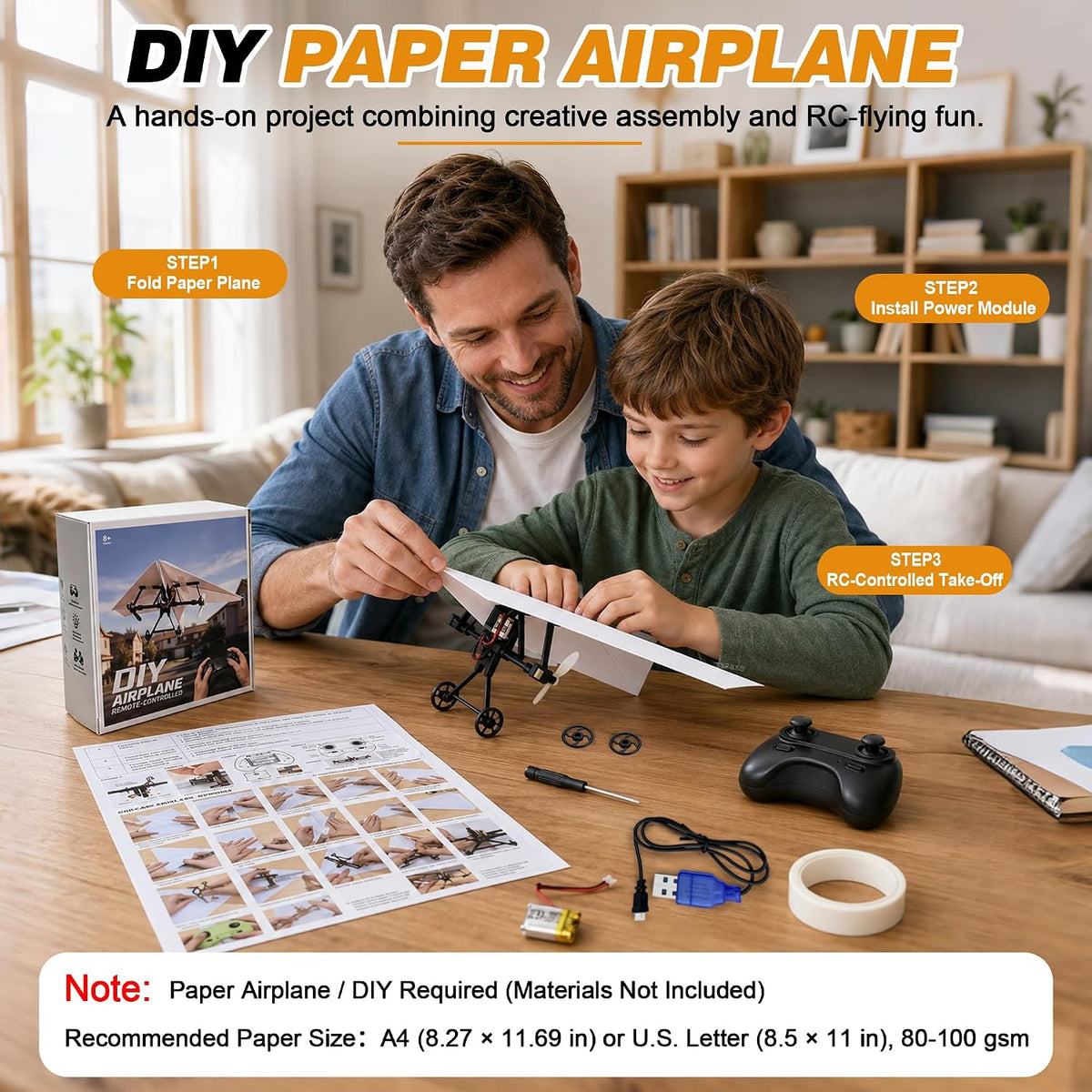 Virellia Kit de avión de papel RC DIY de 2 piezas para aficionados,...