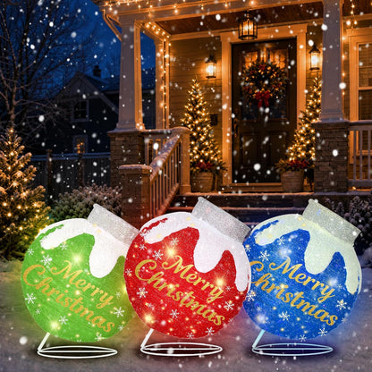 3 adornos de bolas de Navidad para exteriores, decoraciones de Navi...