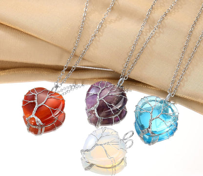 Bestyle Collar de cristal curativo envuelto en árbol de la vida, co...