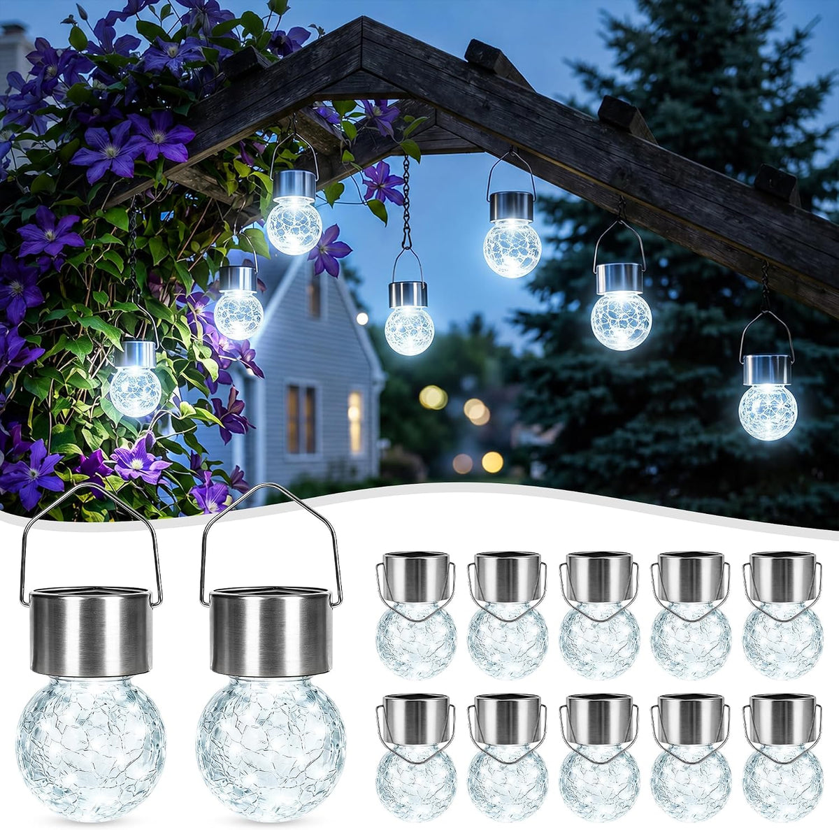 SOLPEX Luces solares colgantes para jardín exterior faroles colgant...