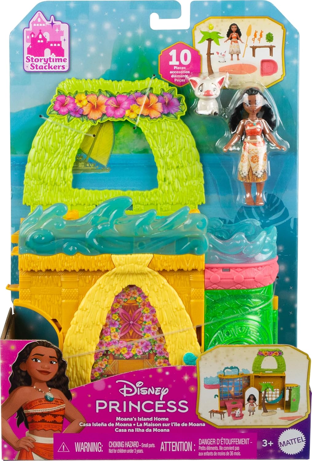 Mattel Disney Princess Moana Storytime Stackers Juego de casa de mu...