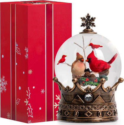 Cardinal Globo de nieve de Navidad, farol de agua musical iluminado...