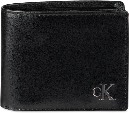 Calvin Klein Billetera plegable minimalista de cuero RFID para homb...
