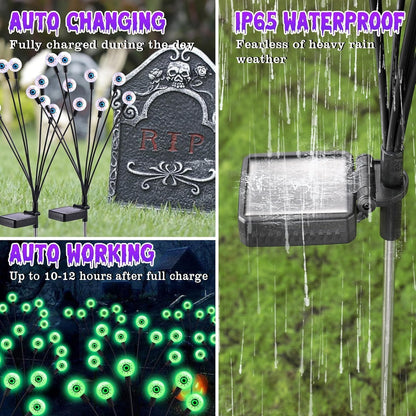 ASMAD Decoraciones de Halloween para exteriores, luces solares ater...