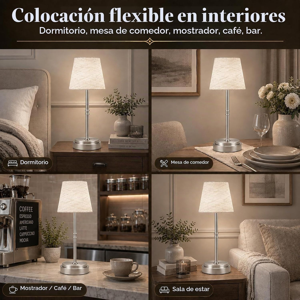 Paquete de 2 lámparas de mesa inalámbricas, lámparas recargables qu...