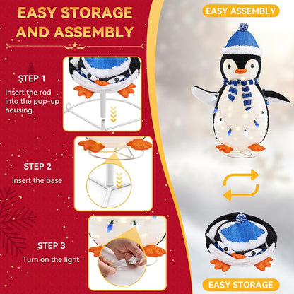 NEWBULIG 2 piezas de pingüino iluminado para exteriores, decoracion...