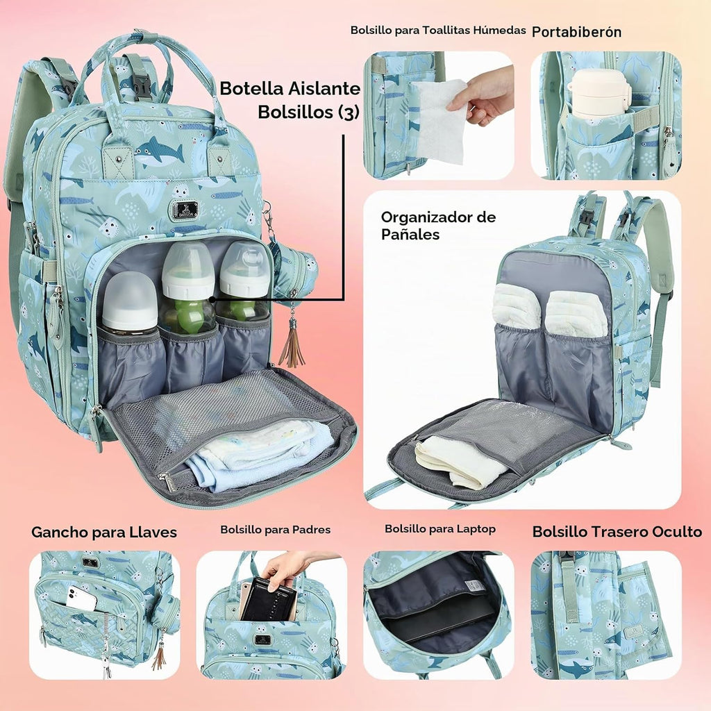 Dikaslon Mochila para pañales con cambiador portátil, artículos ese...