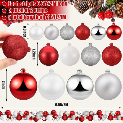 Yuxung - 2 guirnaldas de bolas de Navidad de 6 pies, color rojo | B...