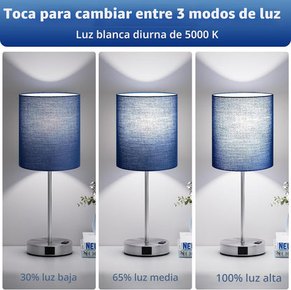 Fenmzee Juego de 2 lámparas táctiles para dormitorio, regulables, U...