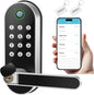 Cerradura de puerta inteligente con huella digital con asa y teclad...