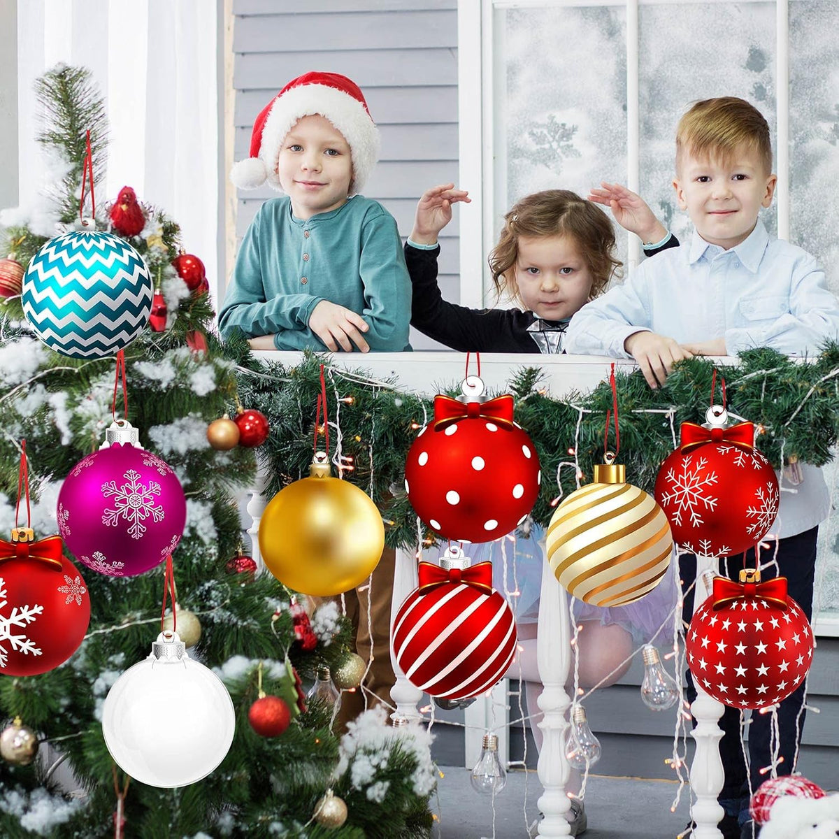 Rtteri 30 adornos coloridos de bolas de Navidad para patio, 4.9 pul...