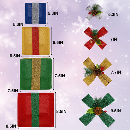 Juego de 4 cajas decorativas de regalo iluminadas para Navidad, caj...