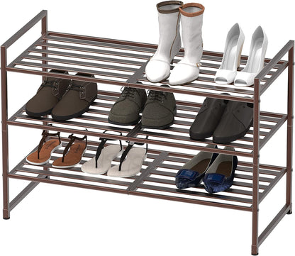 Simple Houseware Zapatero apilable con panel de metal de 3 niveles,...