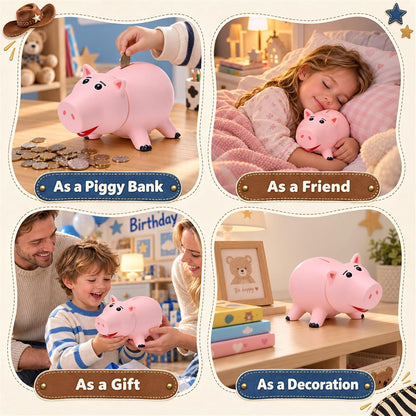 Alcancía de plástico irrompible rosa para niños y niñas, juguete de...