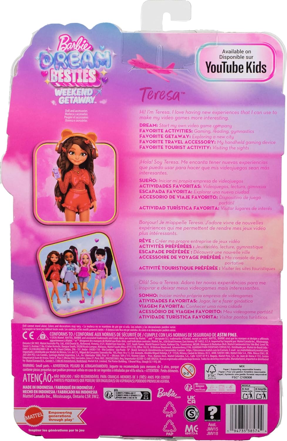 Barbie Dream Besties Weekend Getaway - Muñeca Teresa y accesorios |...