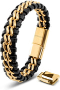 SERASAR | Pulsera de cuero genuino de primera calidad [acero] para...